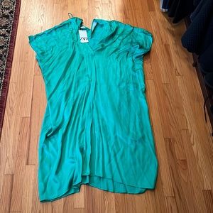 Zara long caftan dress green